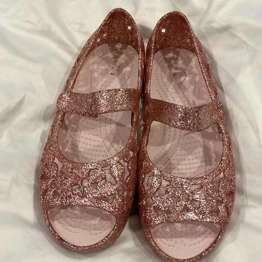CROCS Kids Glitter Mary Jane Sandals - Rose Gold